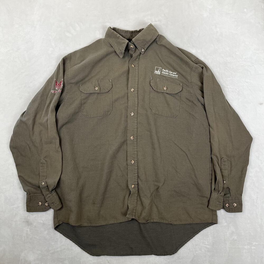 Drifire FR Shirt Mens XL Green Twill Flame Resistant CAT2 Workwear Embroidered